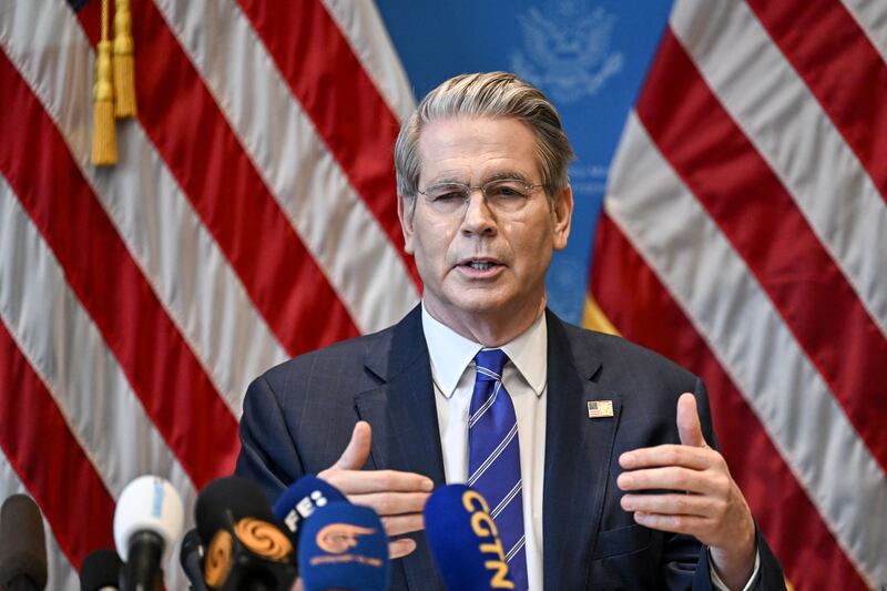 US treasury secretary Scott Bessent in Geneva following trade negotiations with China. Photograph: Fabrice Coffrini/AFP via Getty Images