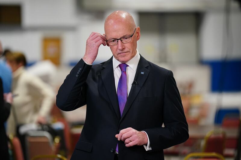 Scottish First Minister and SNP leader John Swinney at last night's count. Photograph: Jane Barlow/PA Wire 